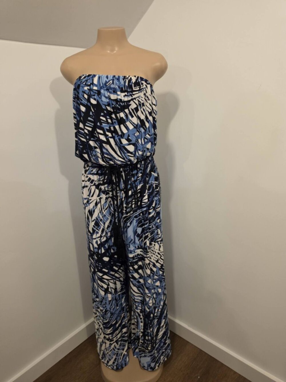 Strapless Abstract Jumpsuit